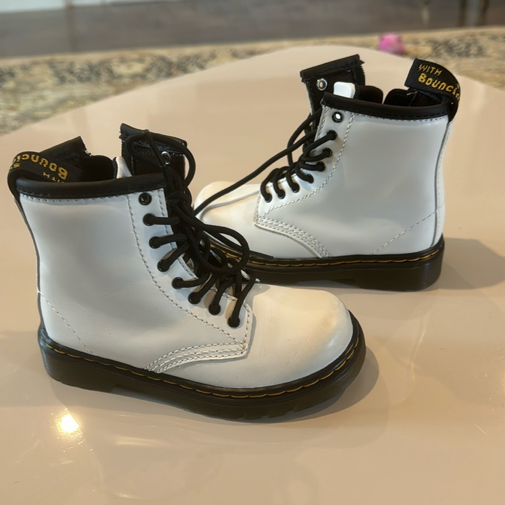 Dr. Martens toddler size 7 lace up/zipper white boots.